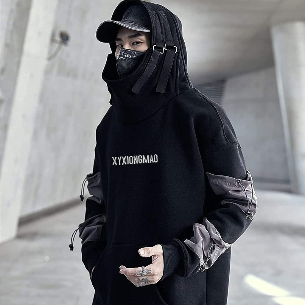 Streetwear Techwear Hoodie Tactical Mens Black Urban Hip Hop Japanese Sweatshirt