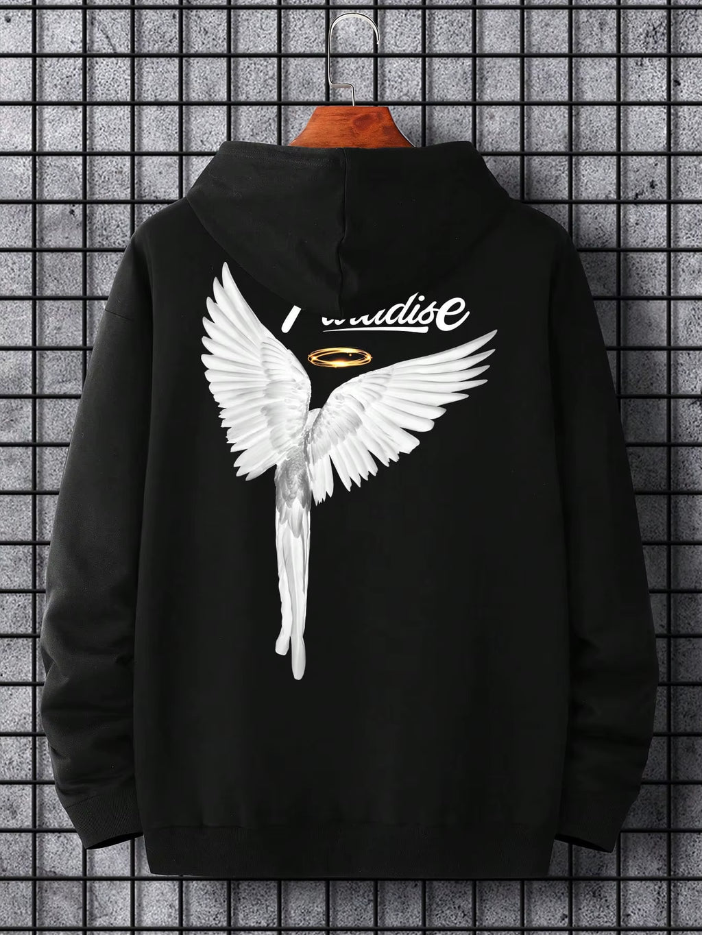 Paradise Angel Wings Pattern Mens Hoodie Fashion New Clothing Pocket All-Match Streetwear Casual Comfortable Hoody for Male