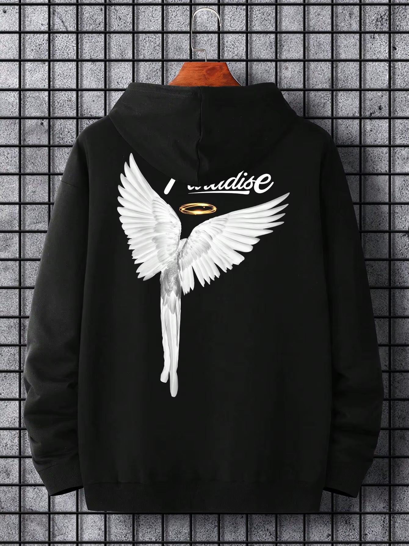 Paradise Angel Wings Pattern Mens Hoodie Fashion New Clothing Pocket All-Match Streetwear Casual Comfortable Hoody for Male