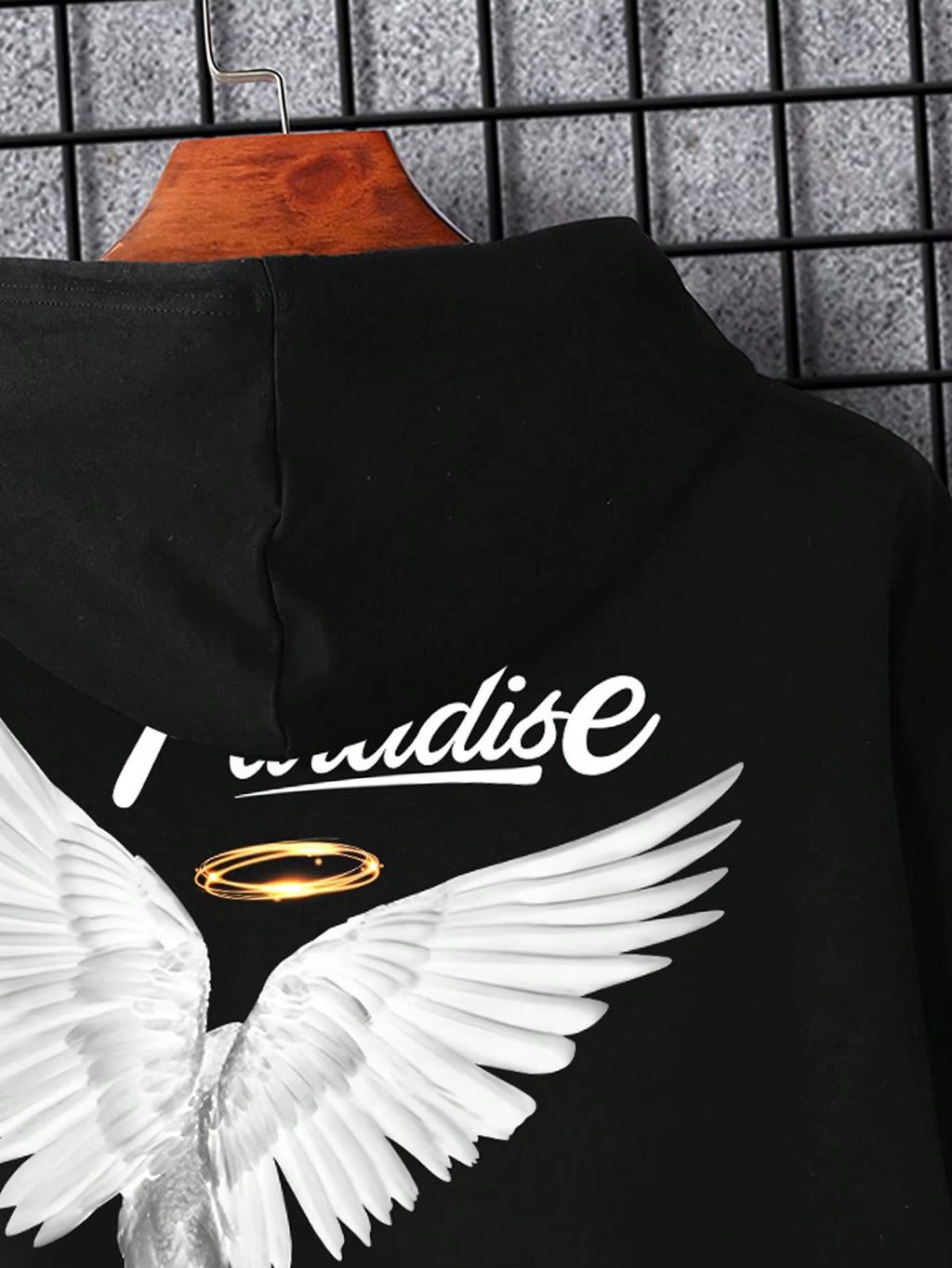 Paradise Angel Wings Pattern Mens Hoodie Fashion New Clothing Pocket All-Match Streetwear Casual Comfortable Hoody for Male
