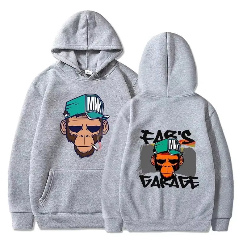 Personality Smoking Monkey Hoodie Mens Fashion Warm Sweatshirt Hip Hop Hoodies Casual Streetwear Spring Autumn New Hoody