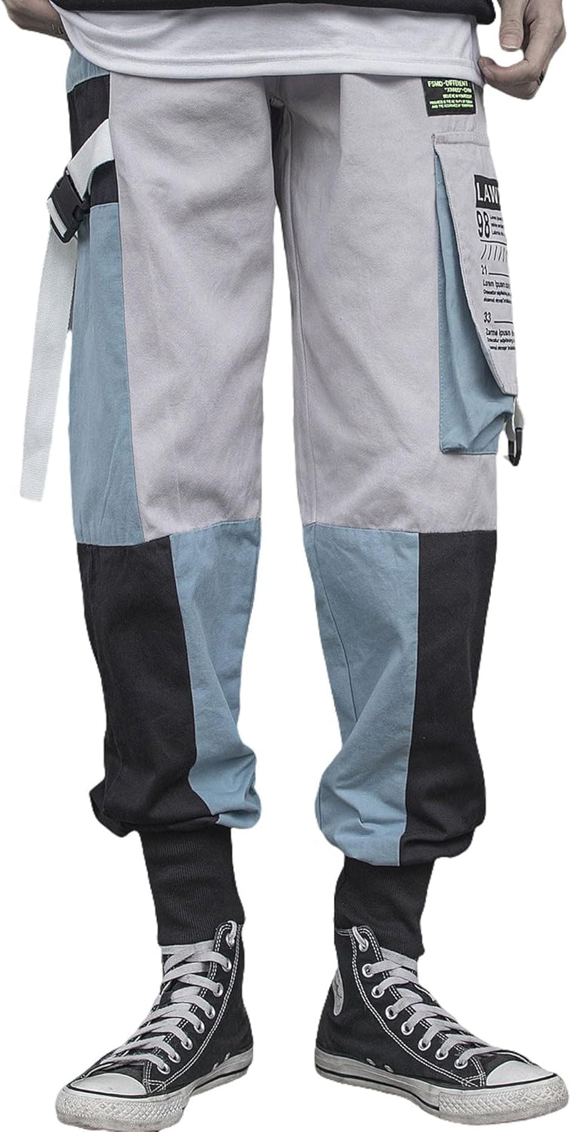 Men'S Functional Japanese Hip Hop Pants Tactical Techwear Harem Streetwear Sweatpants Cyberpunk Tactical Joggers Cargo Pants for Men(Blue,Xl)