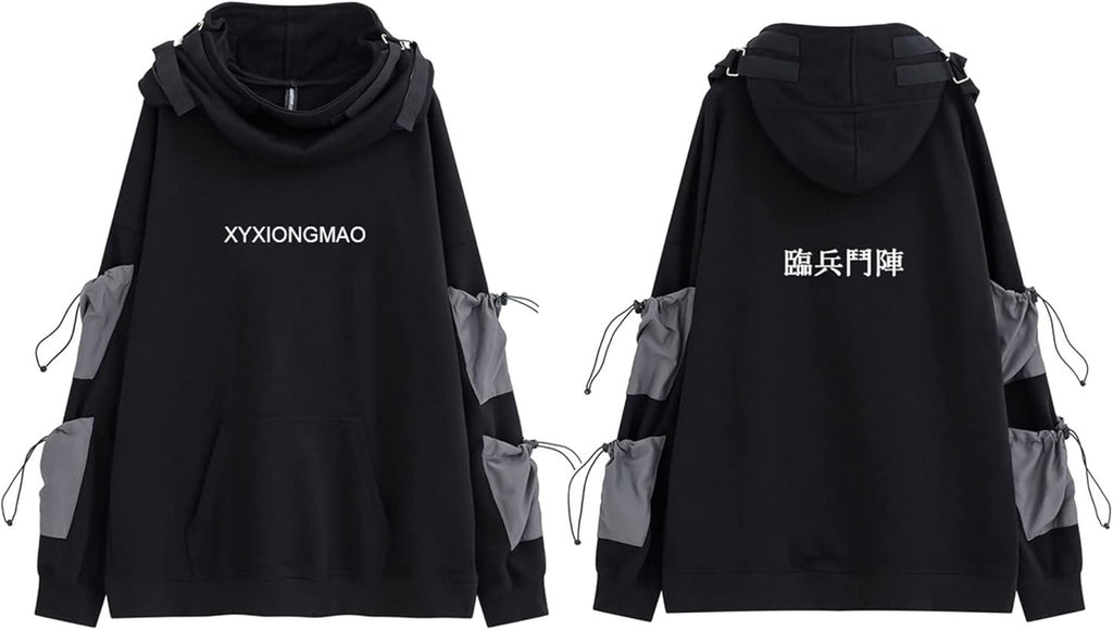 Streetwear Techwear Hoodie Tactical Mens Black Urban Hip Hop Japanese Sweatshirt