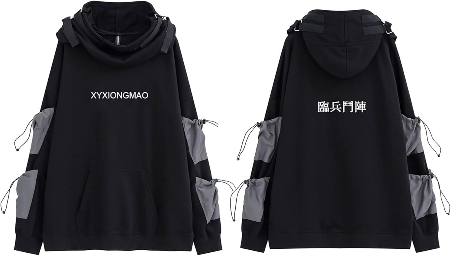 Streetwear Techwear Hoodie Tactical Mens Black Urban Hip Hop Japanese Sweatshirt