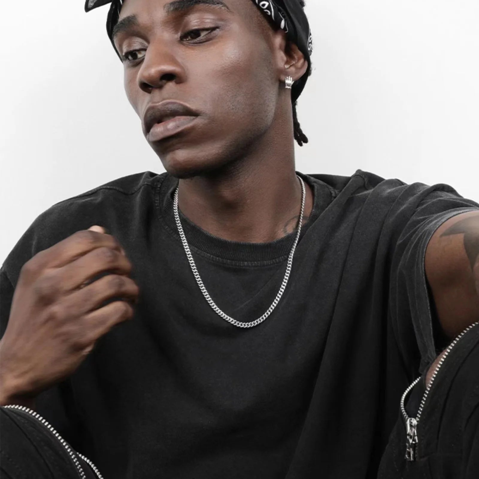 5Mm Silver Chain for Men,Stainless Steel Cuban Link Chain Necklace for Men ,Mens Chain Necklaces Silver 16,18,20,22,24, Inch