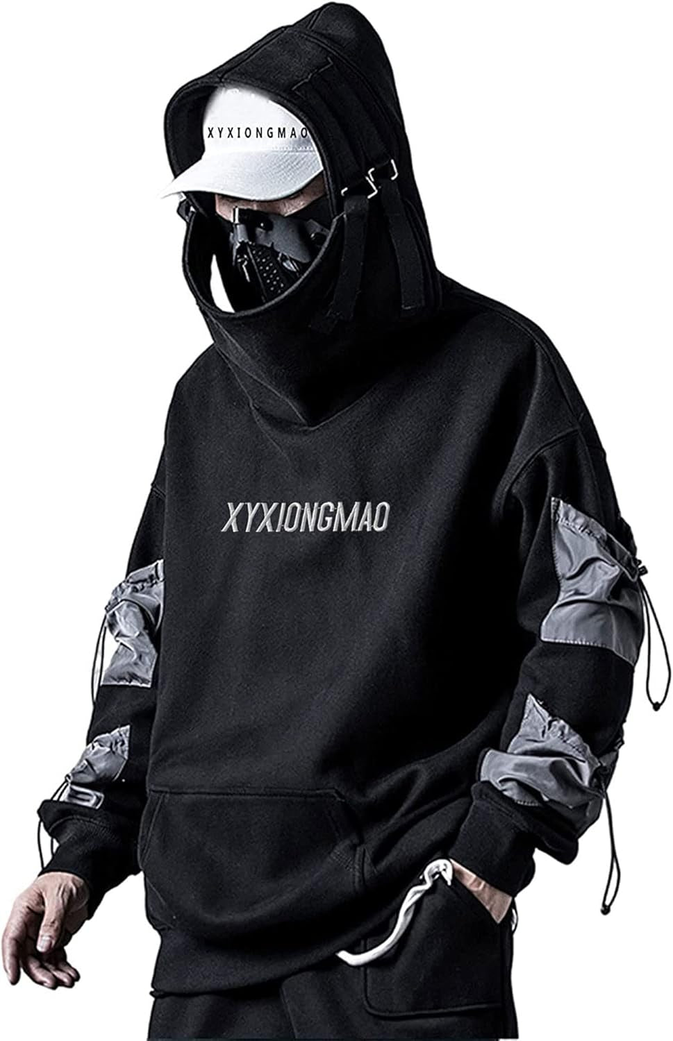 Streetwear Techwear Hoodie Tactical Mens Black Urban Hip Hop Japanese Sweatshirt