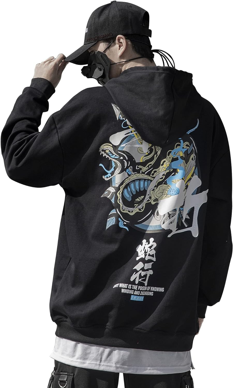 Techware Graphic Hoodies Street Streetwear Hoodie Japanese Oversized Black Mens Hip Hop Sweatshirt