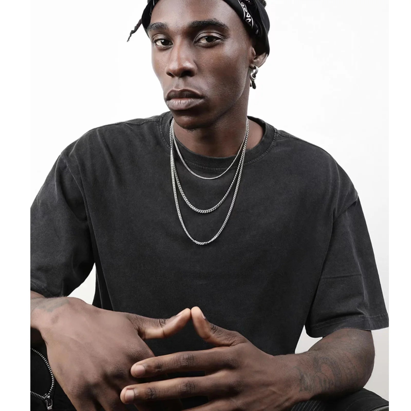 5Mm Silver Chain for Men,Stainless Steel Cuban Link Chain Necklace for Men ,Mens Chain Necklaces Silver 16,18,20,22,24, Inch