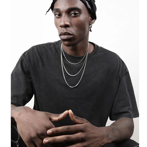 5Mm Silver Chain for Men,Stainless Steel Cuban Link Chain Necklace for Men ,Mens Chain Necklaces Silver 16,18,20,22,24, Inch